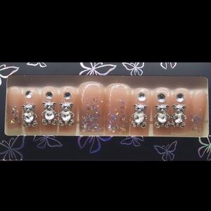Glitter Bear Nail Set with Rhinestones